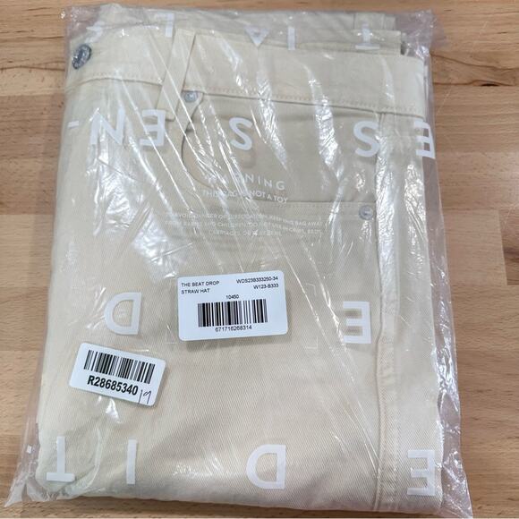 AYR The Beat Drop Jeans Barrel Leg in Straw Hat Cream Tan Preppy Minimalist 34 - Picture 10 of 10